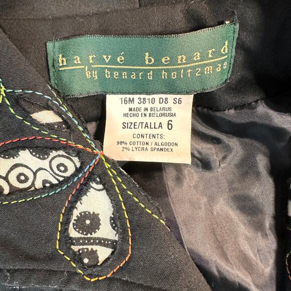 Harve Benard Jacket Womens 6 Black Vintage Embroidered Cutout Floral Open Front - Picture 8 of 11